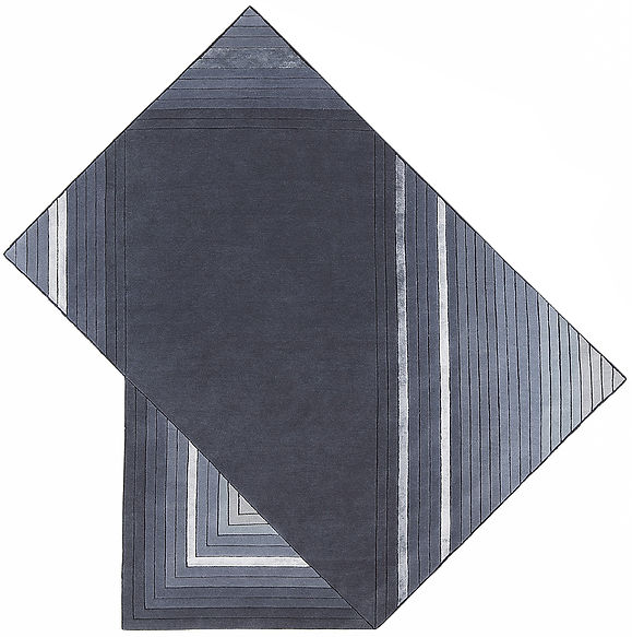 Tapis Géométrique en Laine et Viscose Noué à la Main