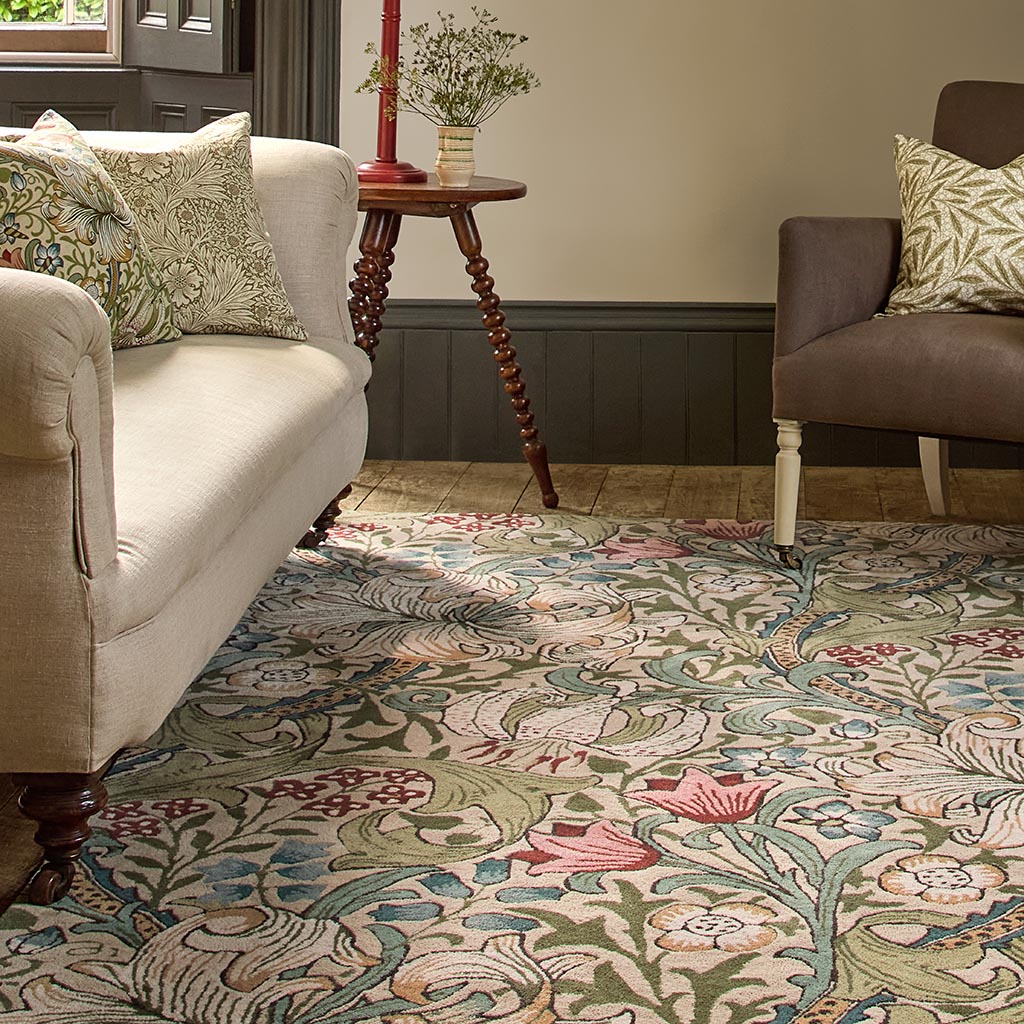 Golden Lily Green Red Tapis