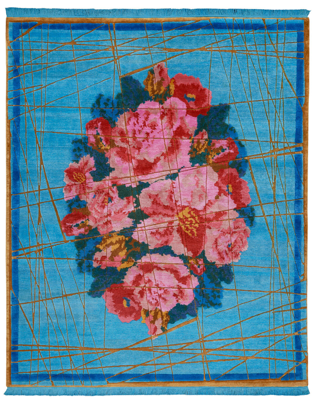 Tapis Nadinka Enveloppé Vert Bleu Doré