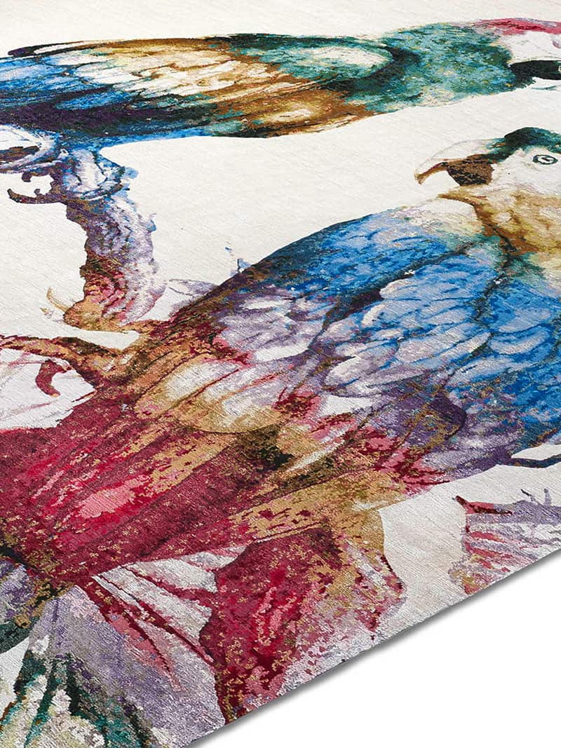 Tapis tissé main Deux Perroquets