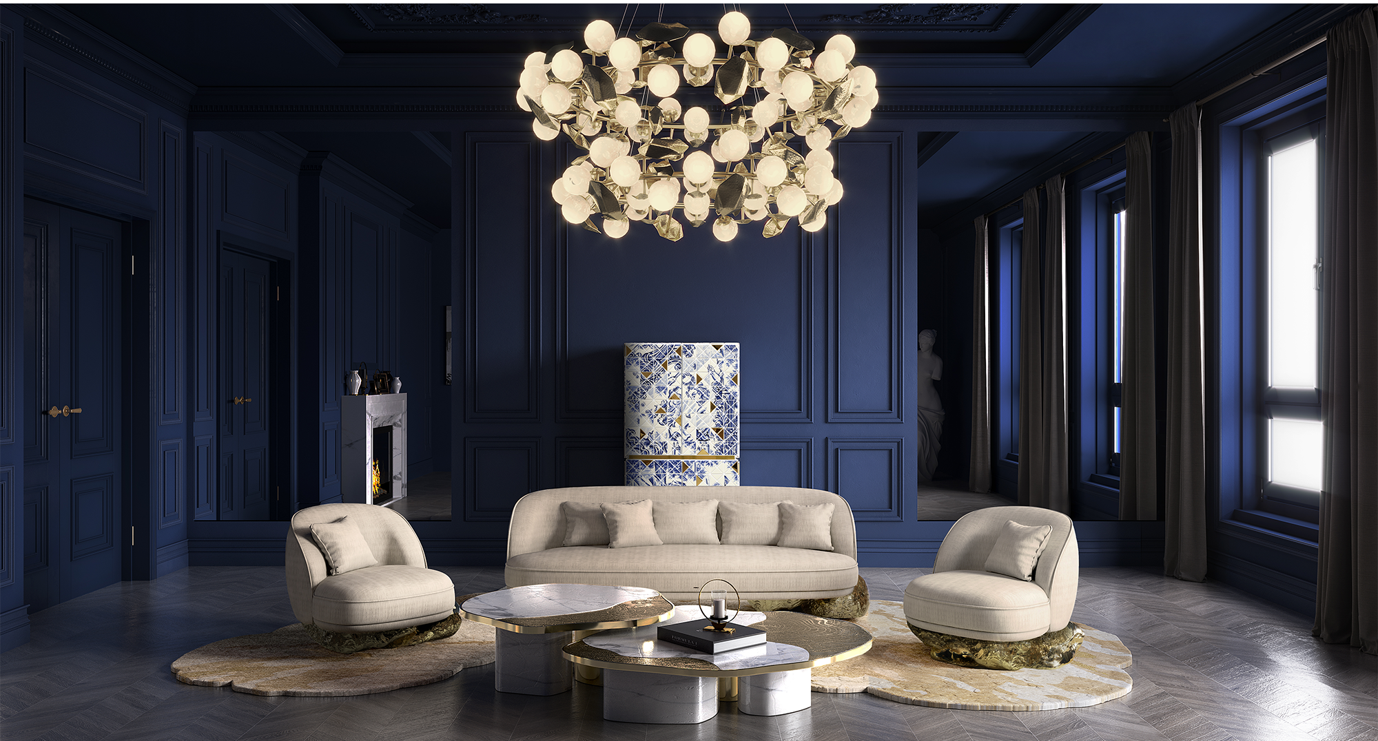 Set Tables Athena Doré & Or