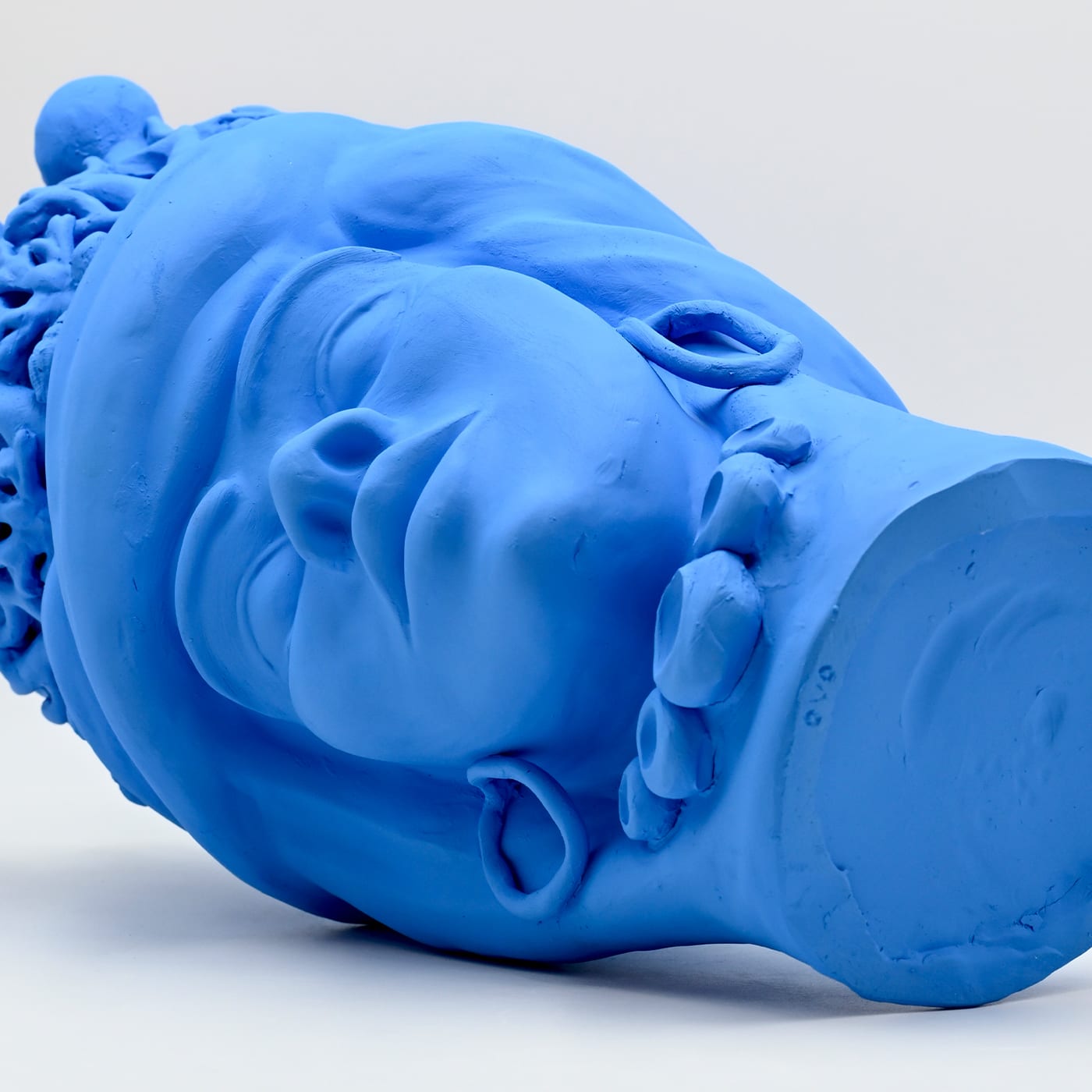 Sculpture Tête De Maure Bleu Clair Artisanale
