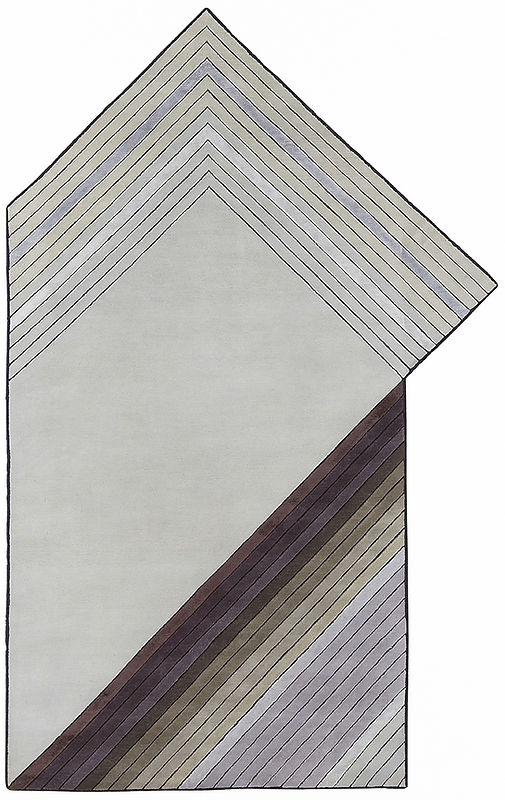 Tapis Géométrique en Laine et Viscose Noué à la Main