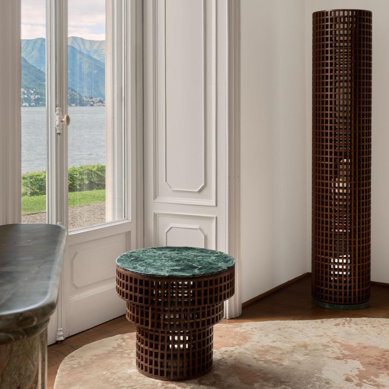 Table d'Appoint Noyer & Marbre