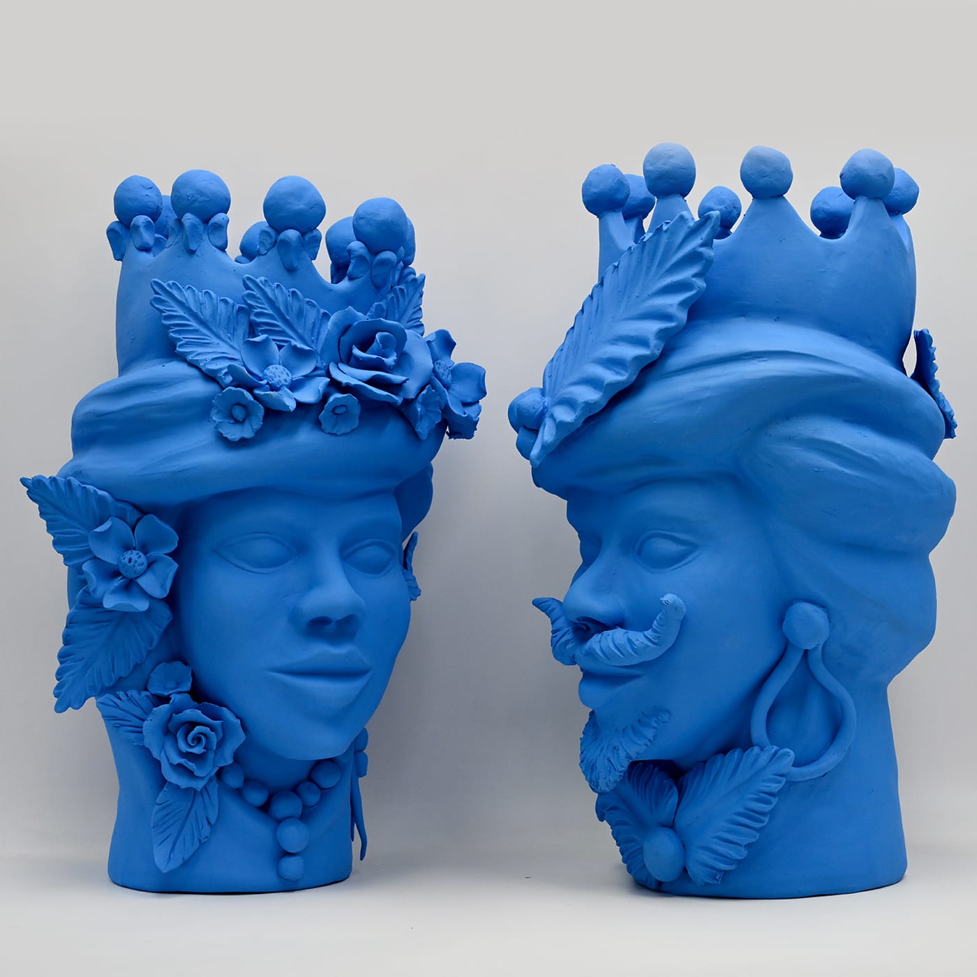 Sculpture Tête De Maure Bleu