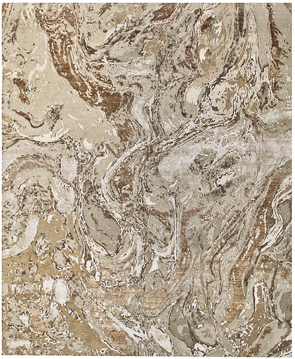 Tapis Abstrait Noué Main Design Beige / Brun