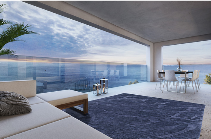 Tapis Moderne Bleu Noué à la Main