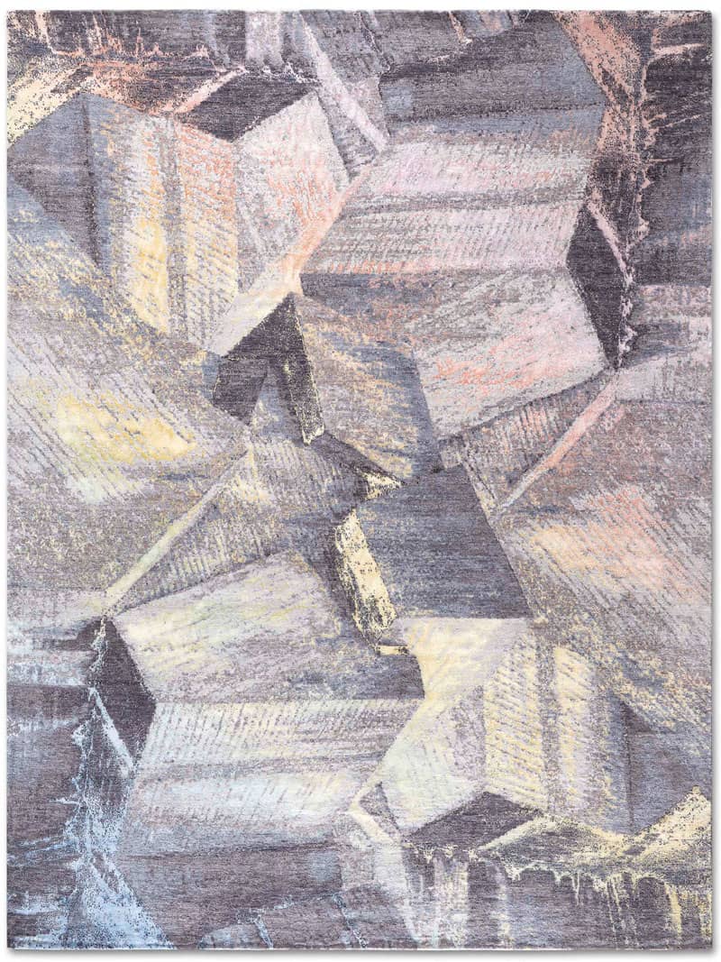 Tapis Brutalisme Soleil Pastel sur Gris Clair