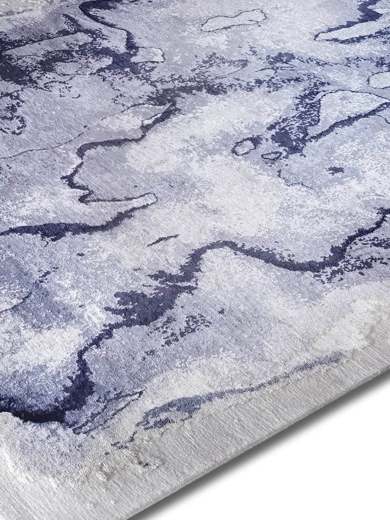 Tapis noué main Mono Bleu