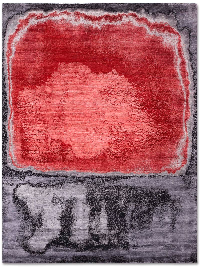 Tapis tissé main Rouge Argent