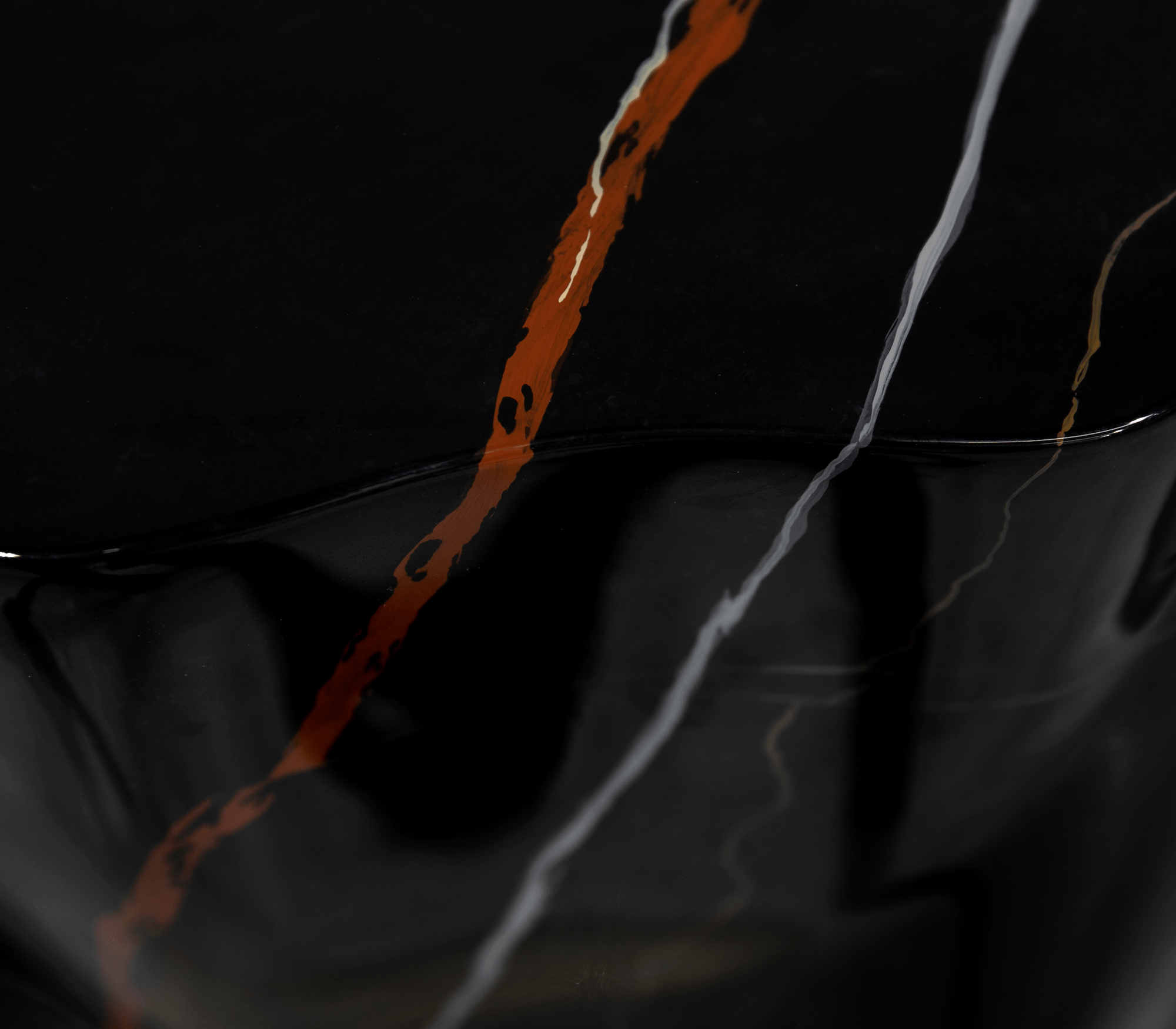 Table d'Appoint Imitation Marbre Noir Monochrome