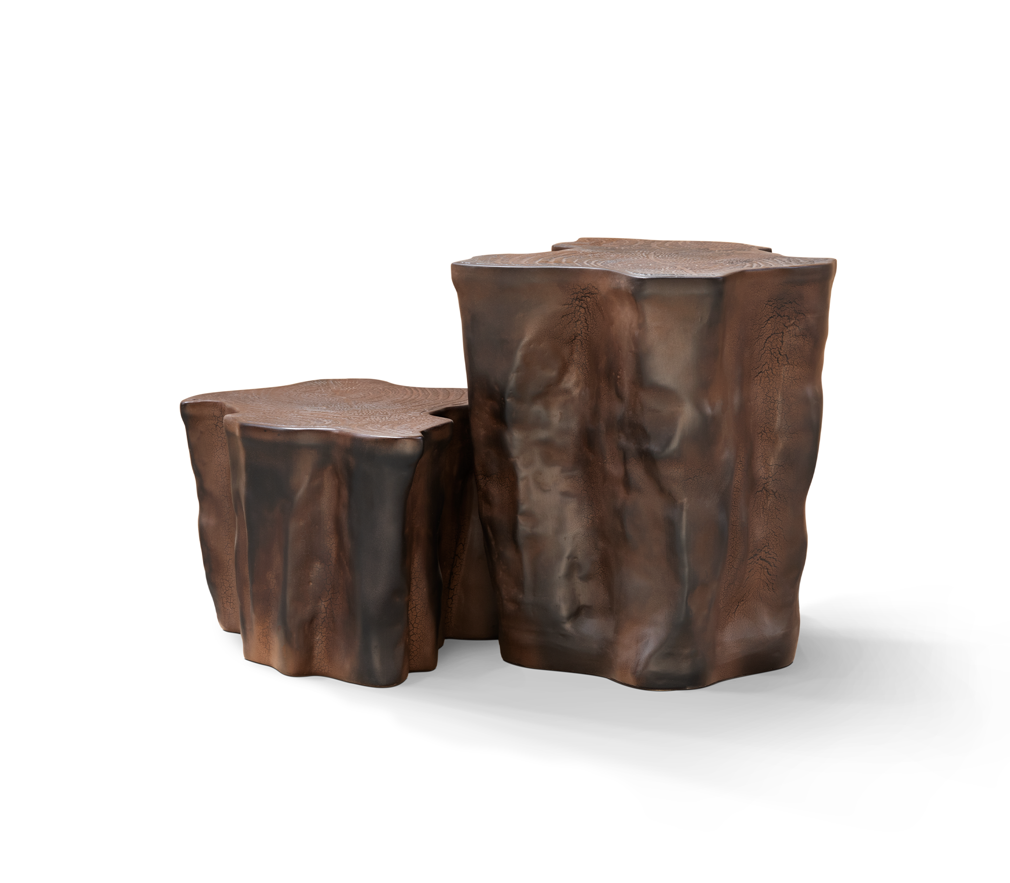 Table d'Appoint en Céramique Brun Foncé Horizon