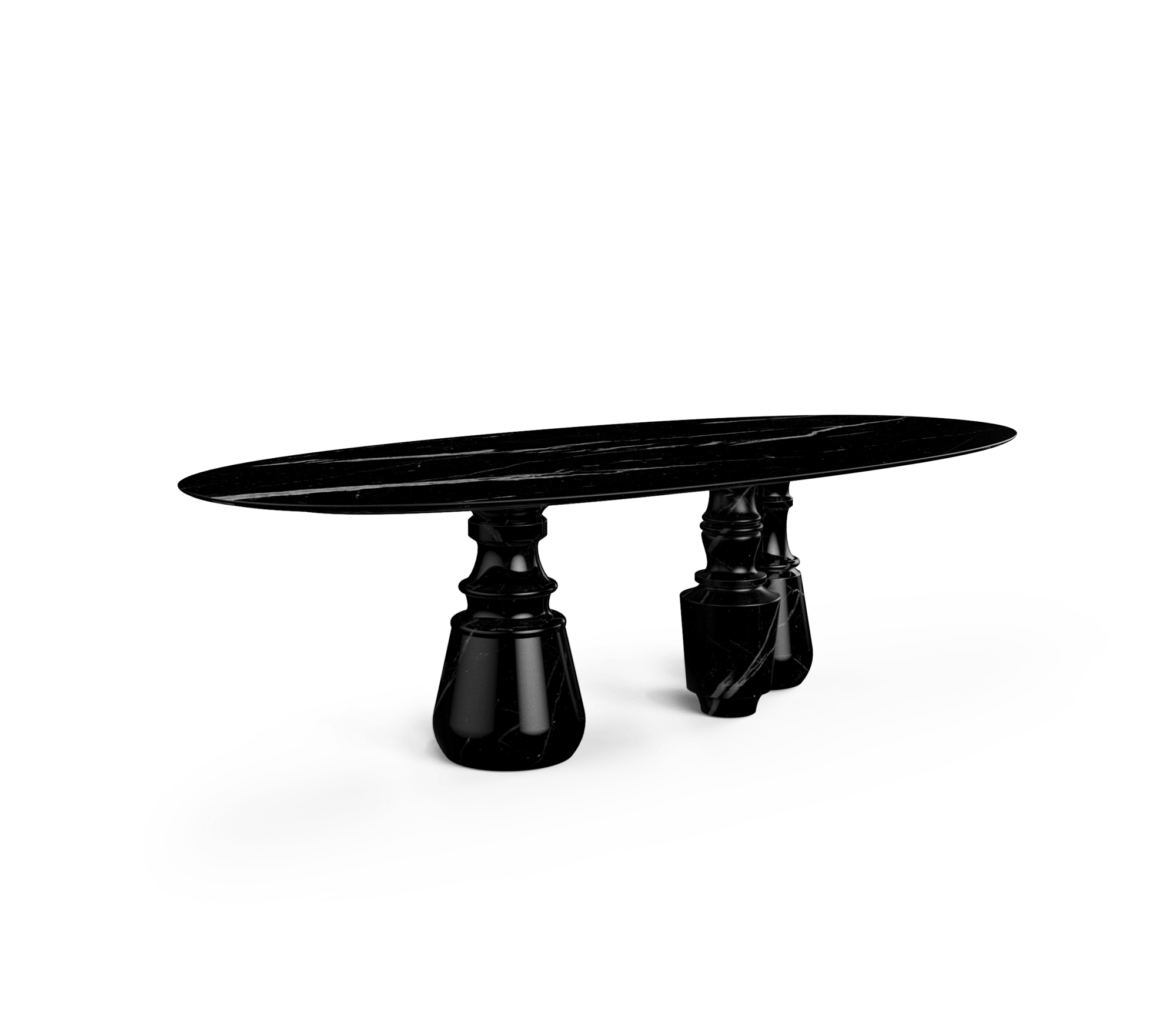 Grande Table Ovale Nero Marquina Obsidienne