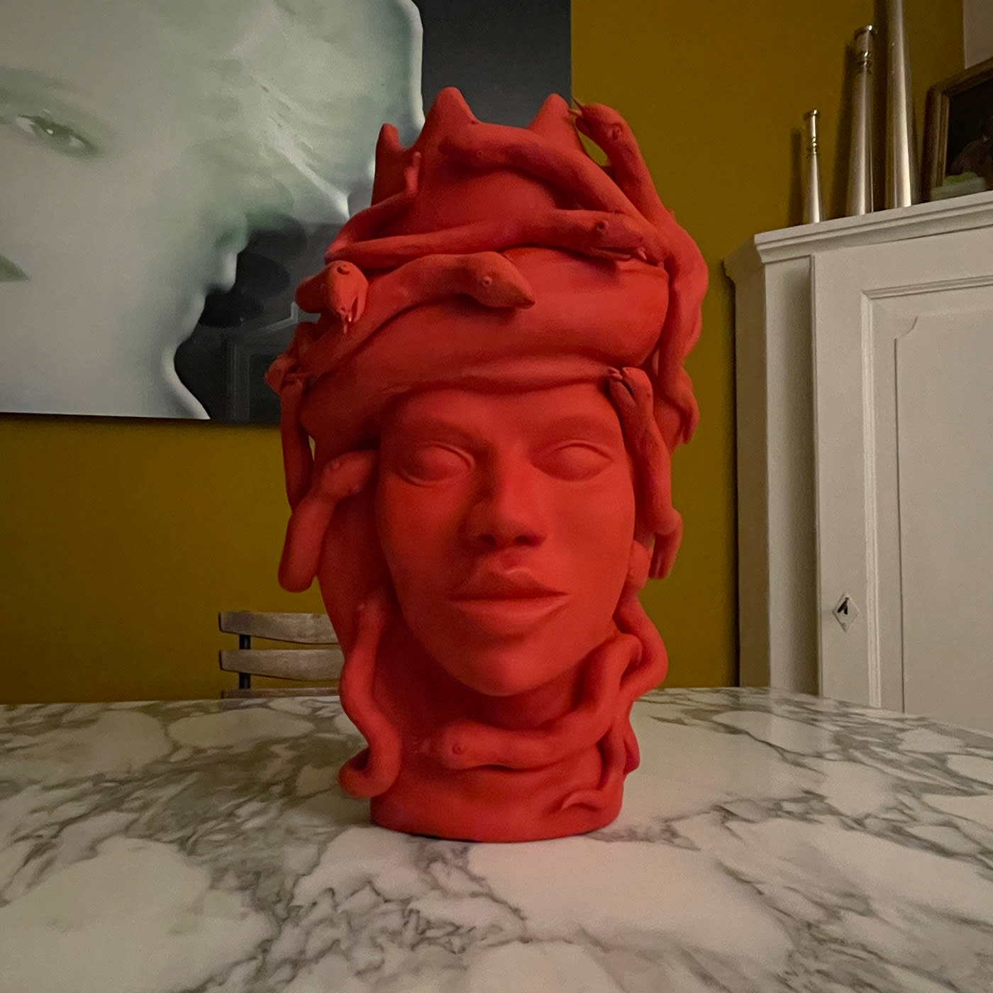 Sculpture Tête De Maure Rouge