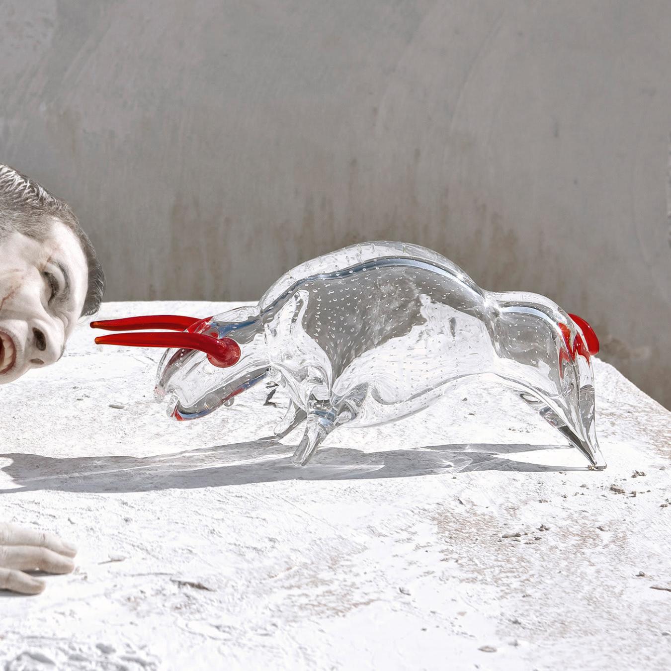 Figurine taureau en verre