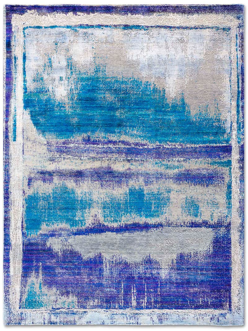 Tapis No. 06 Mélange Bleu sur Gris