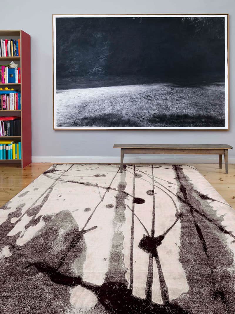 Tapis No. 06 Noir & Blanc sur Blanc | Taille: 122 x 183 cm