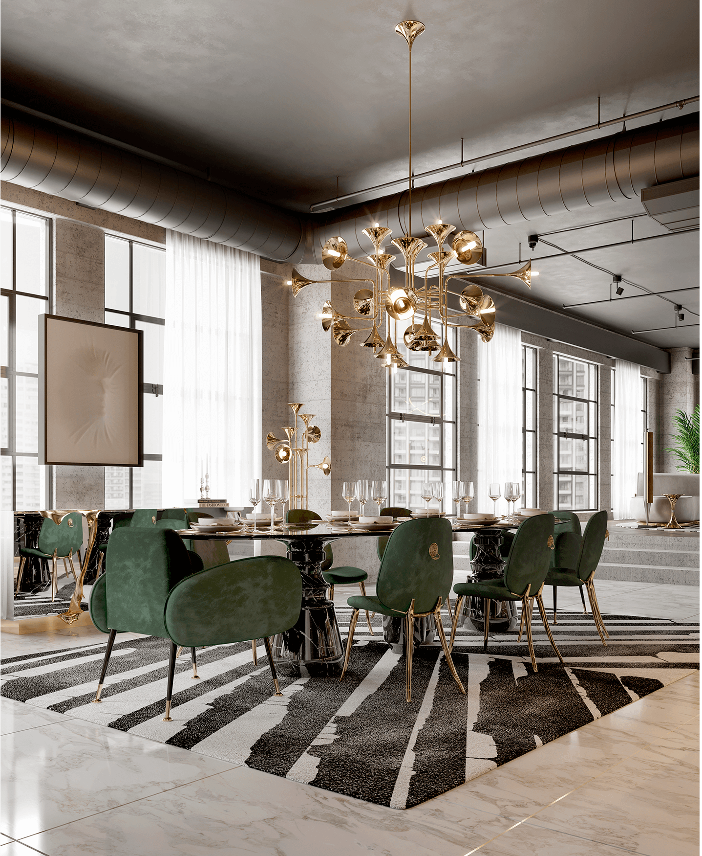 Grande Table Ovale Nero Marquina Obsidienne