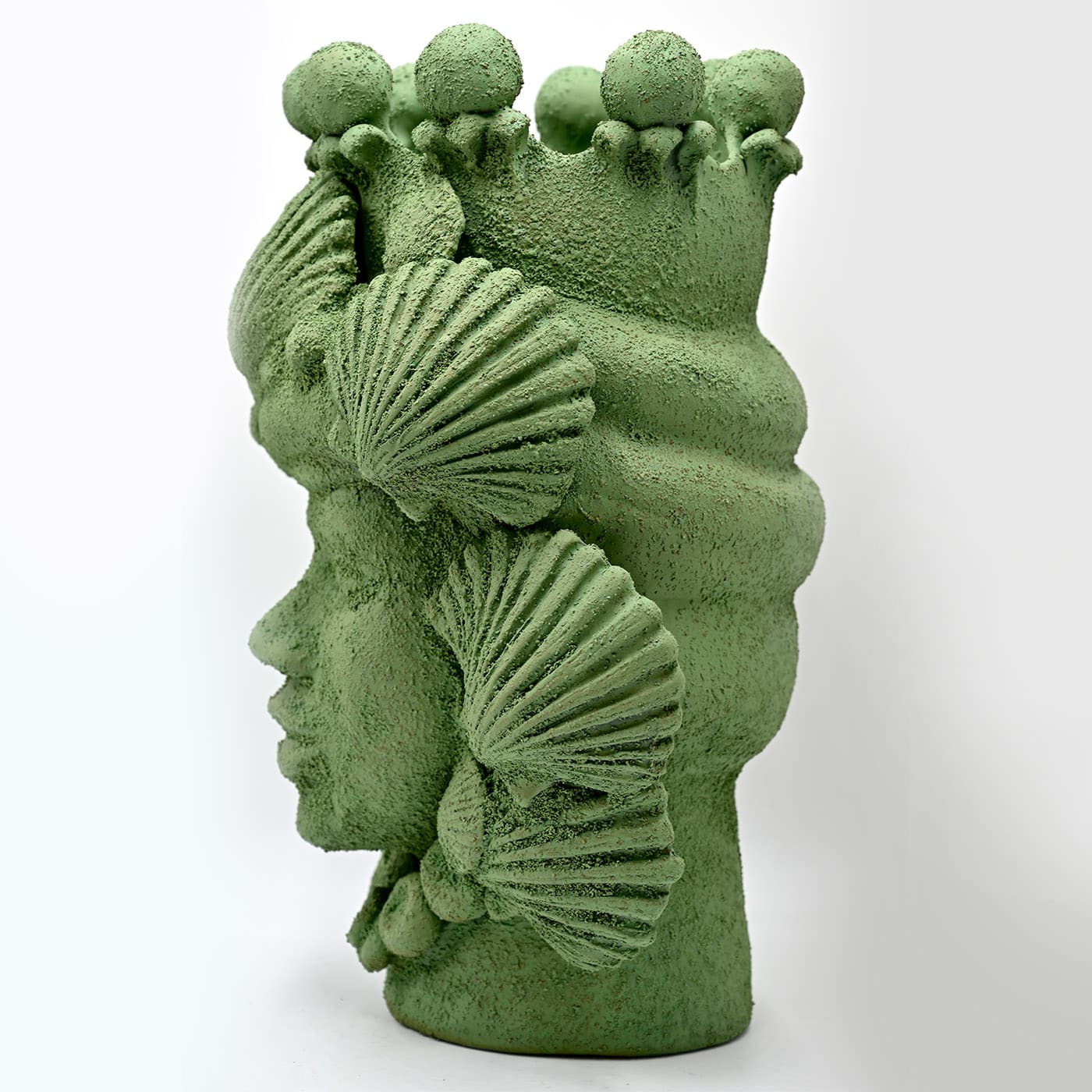 Sculpture Tête De Maure Vert Citron