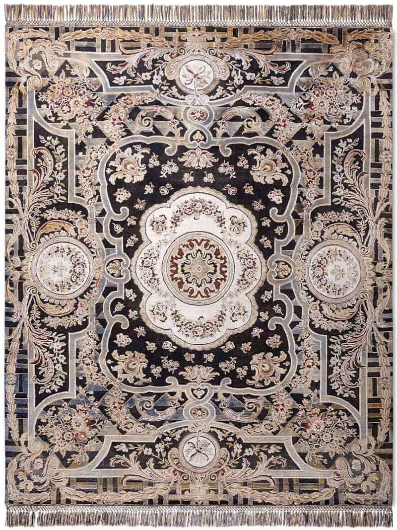 Tapis Aubusson No. 02 Original sur Noir | Taille: 122 x 183 cm
