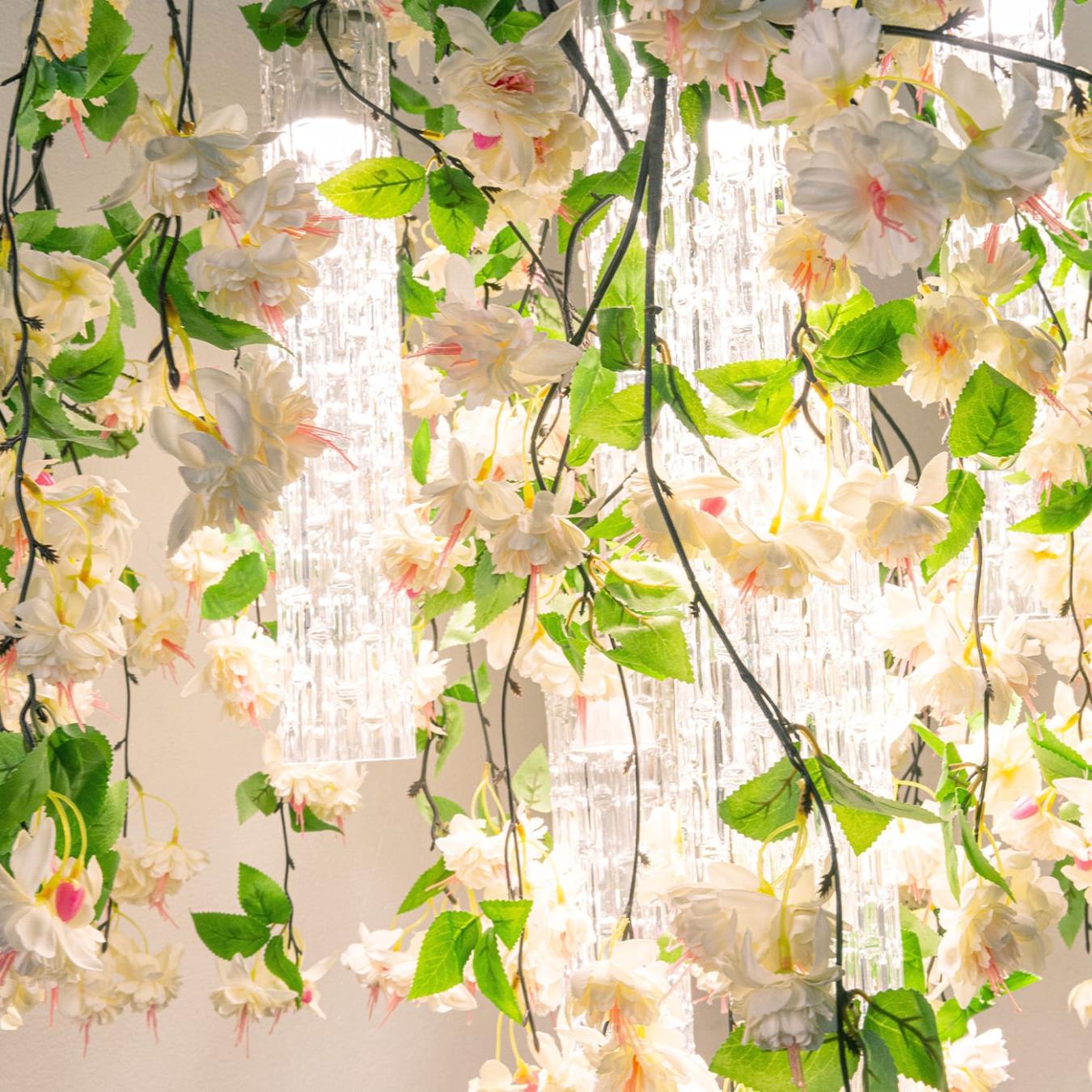Lustre carré blanc en cascade White Cascade