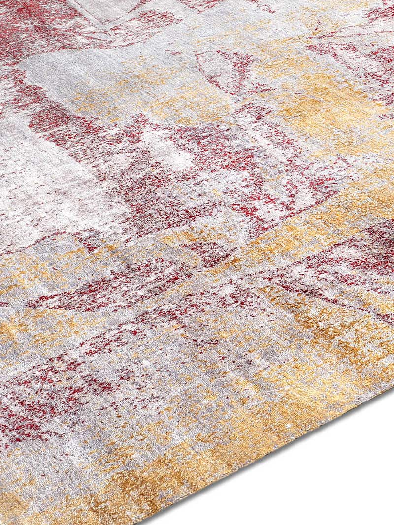 Tapis noué main Or / Corail