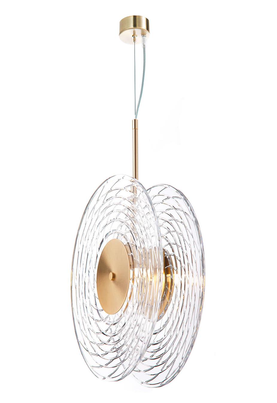 Lustre Double Disque en Cristal Ripple