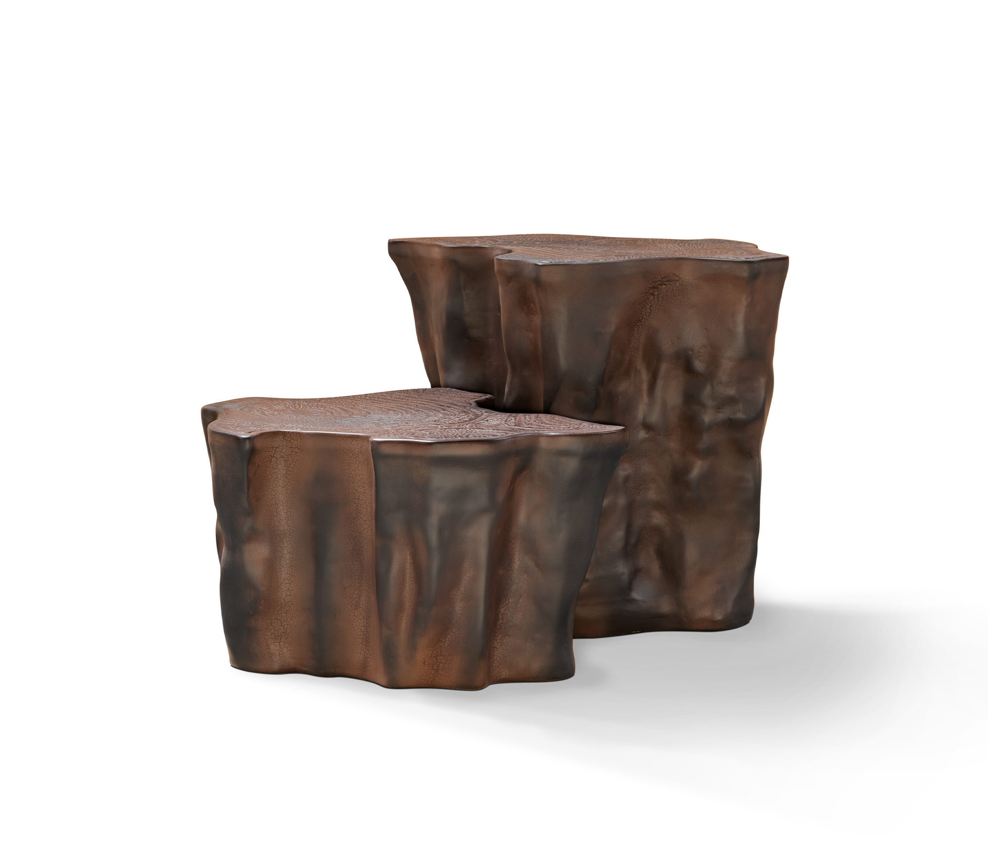 Table d'Appoint en Céramique Brun Foncé Horizon
