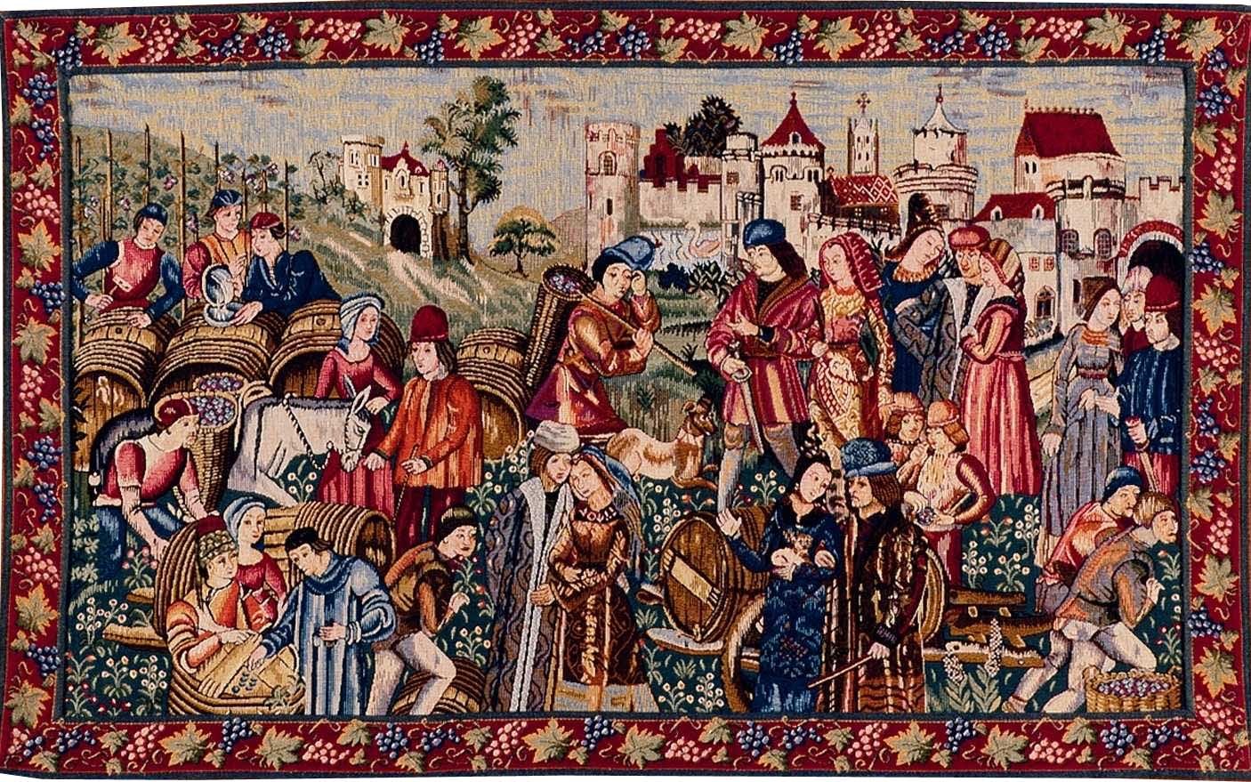 Tapisserie Marché du Vin avec Bordure | Taille: 50 × 85 cm