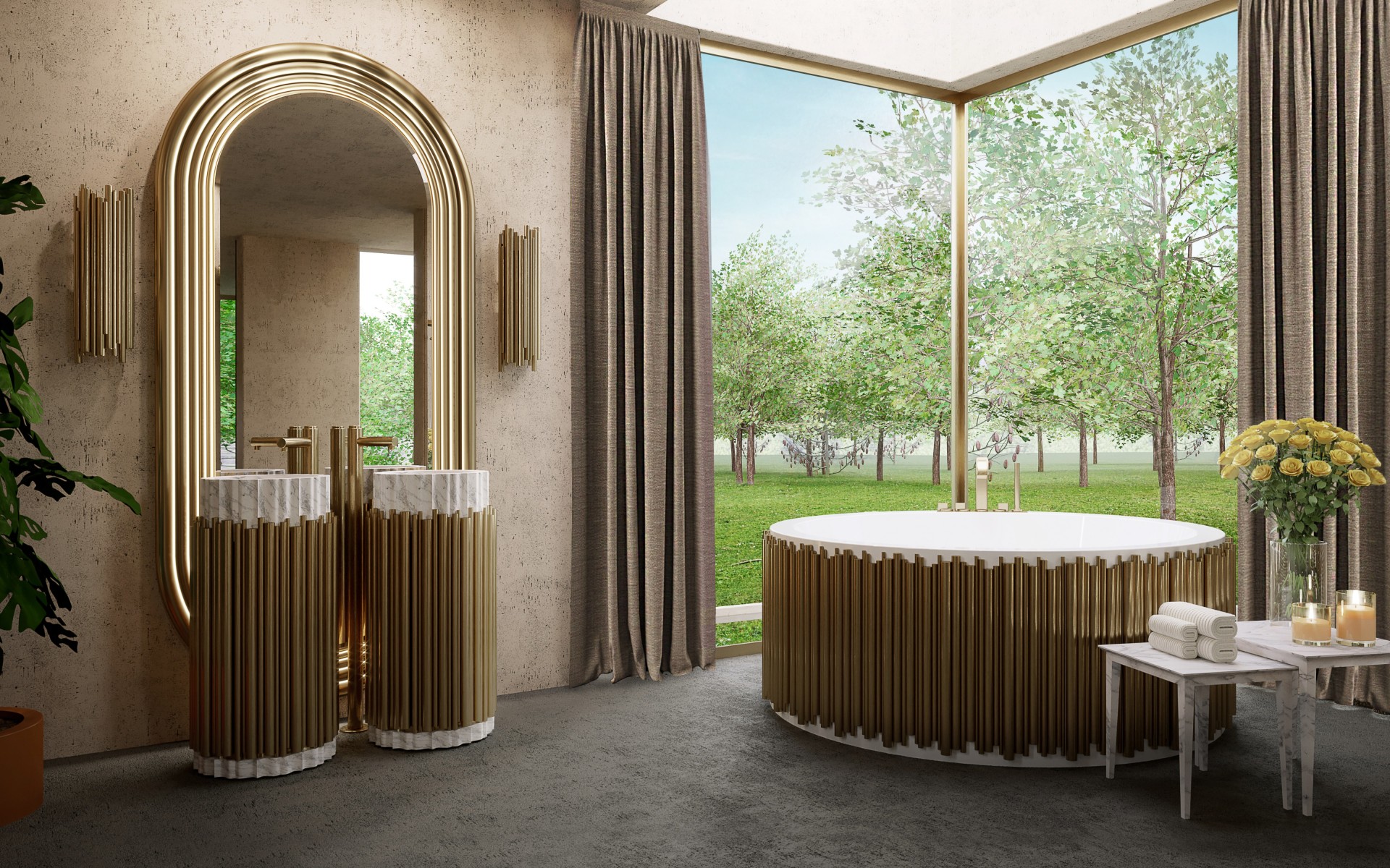 Lavabo Sur Colonne Harmony Black / Gold - 1