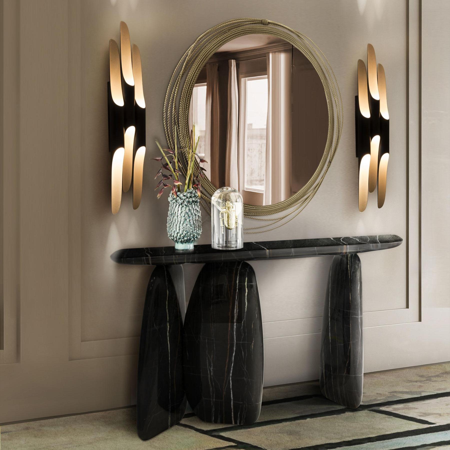Miroir Mural Rond en Laiton