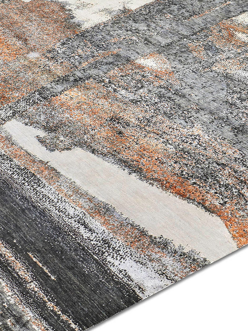 Tapis No. 05 Rouille Cuivrée sur Gris Clair | Taille: 122 x 183 cm