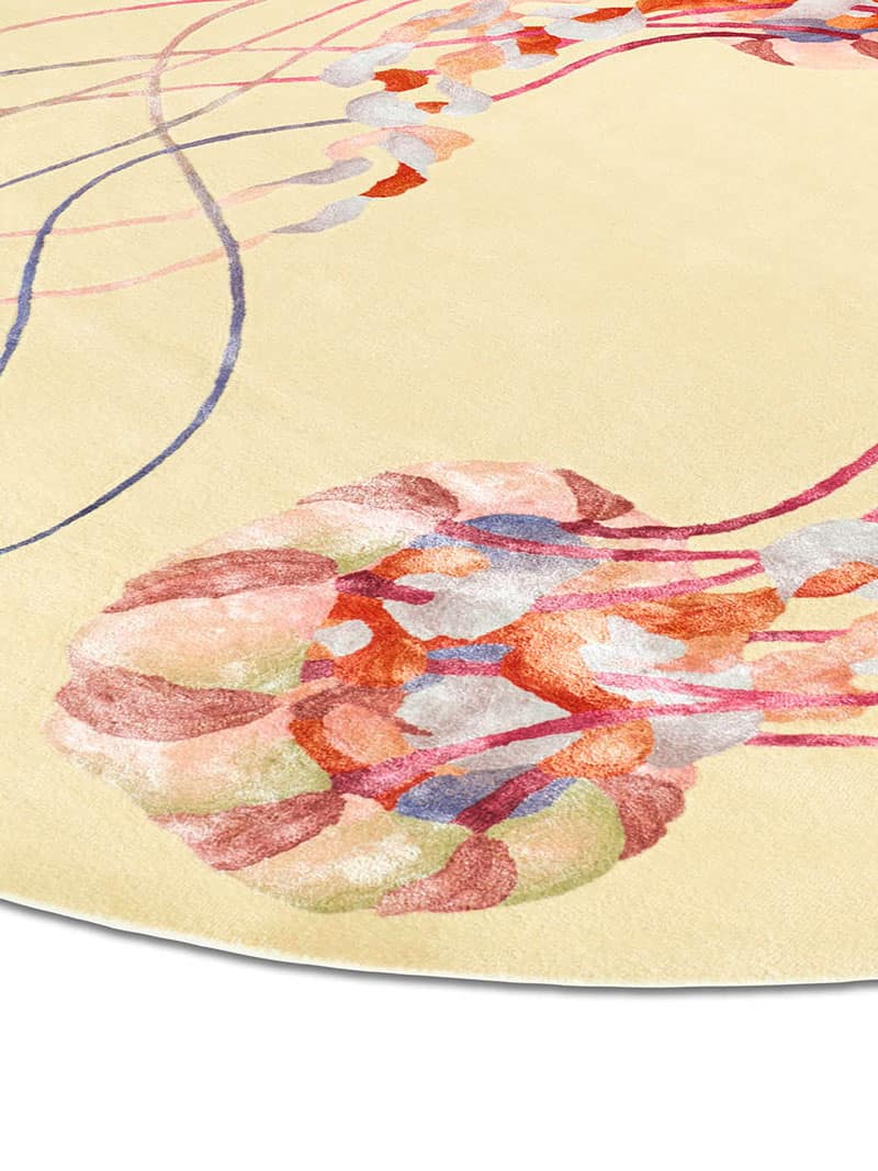 Tapis noué main Méduse Rond
