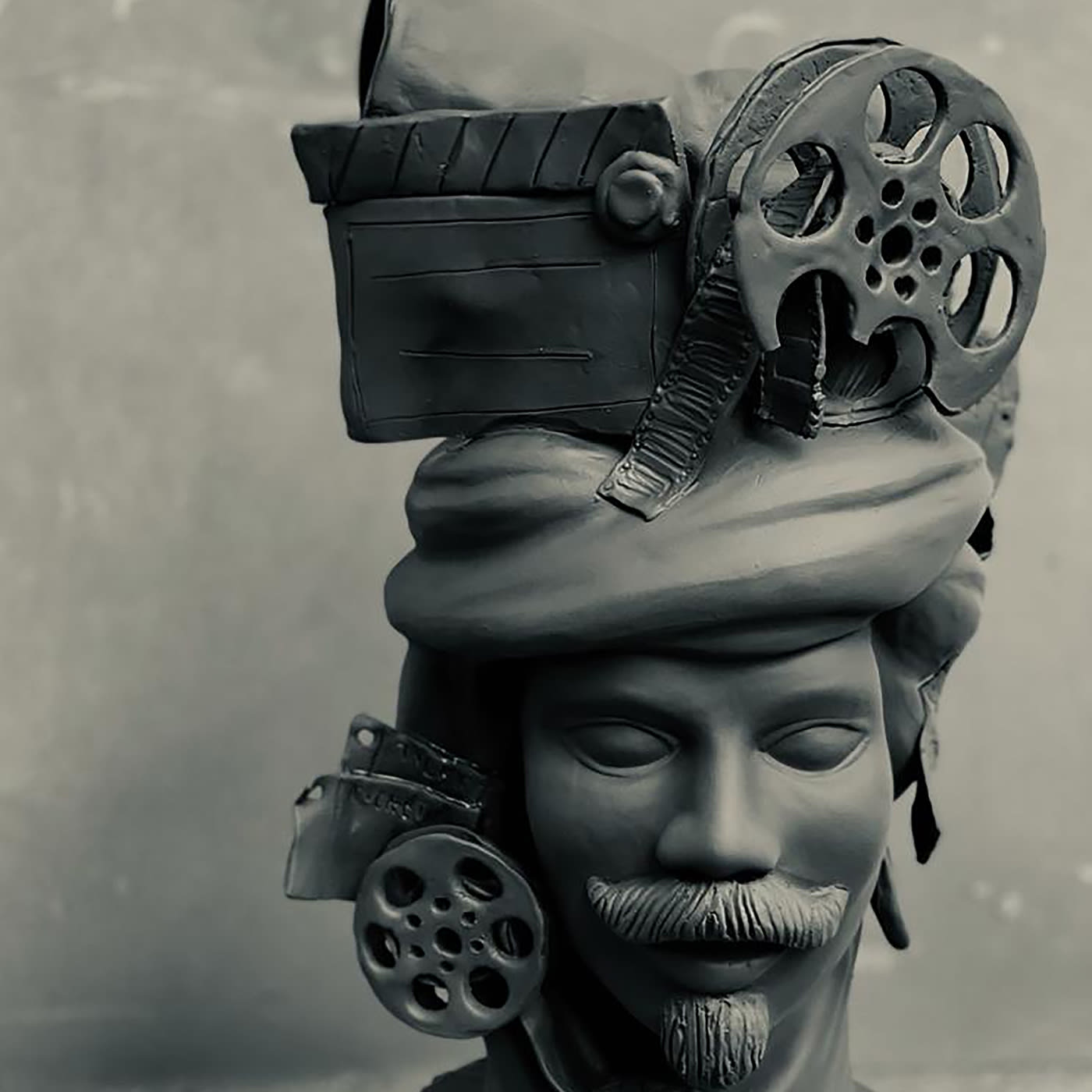 Sculpture Tête De Maure Gris Mat