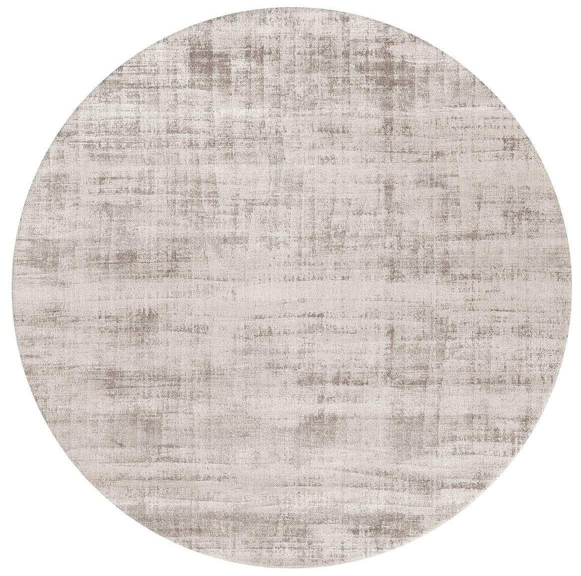Tapis Rond en Soie de Banane Grise | Taille: Ø 300 cm