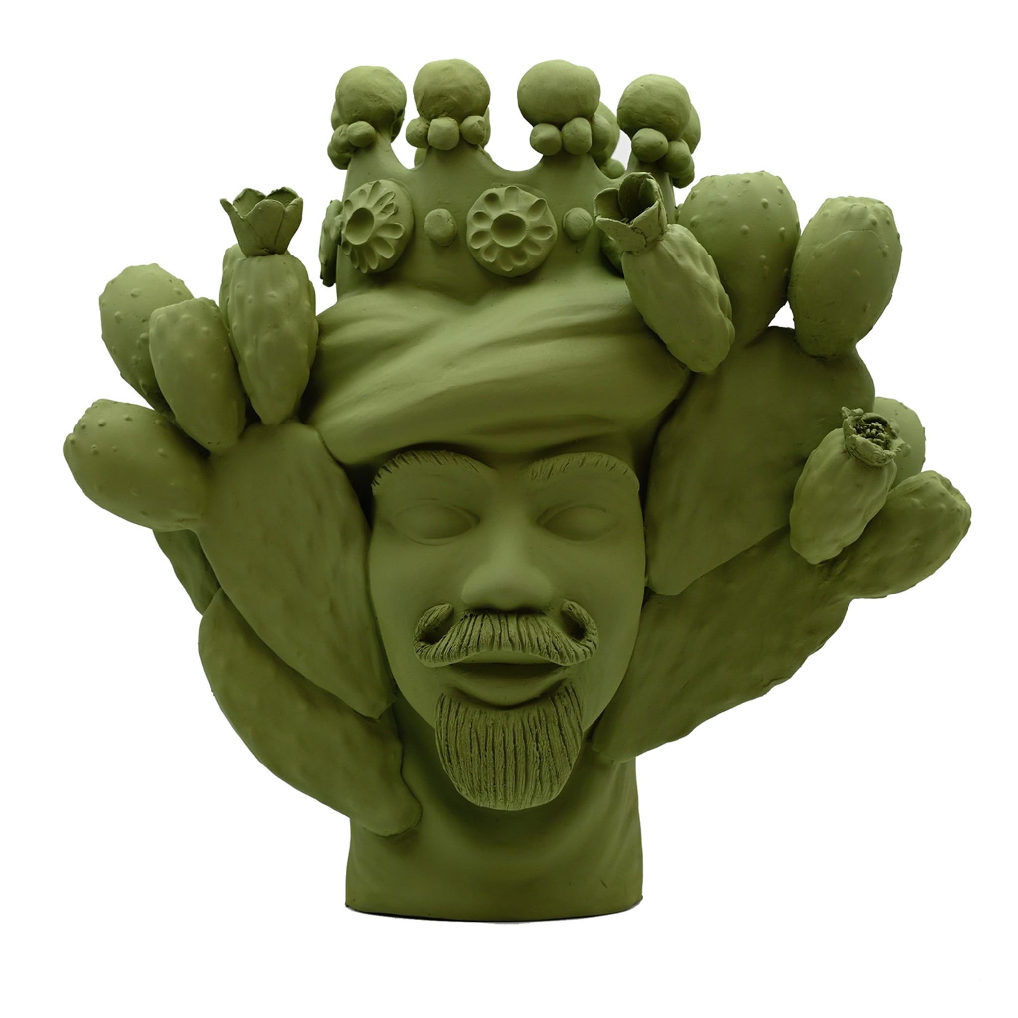 Sculpture Tête De Maure Vert Artisanale