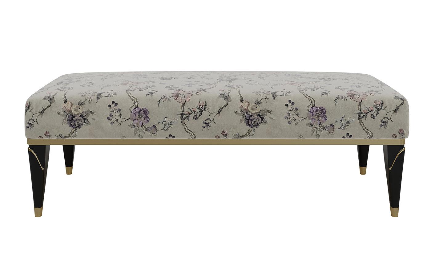Banc fleuri rembourré