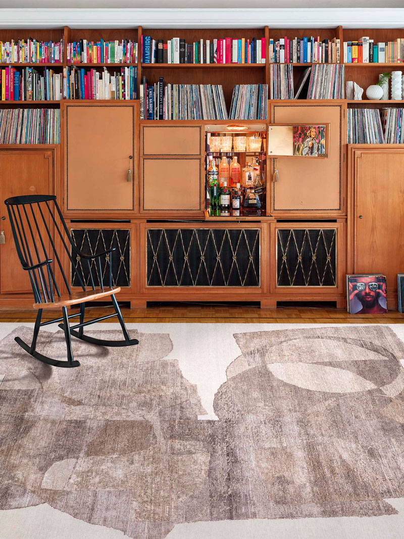 Tapis noué main de luxe Sable Argenté