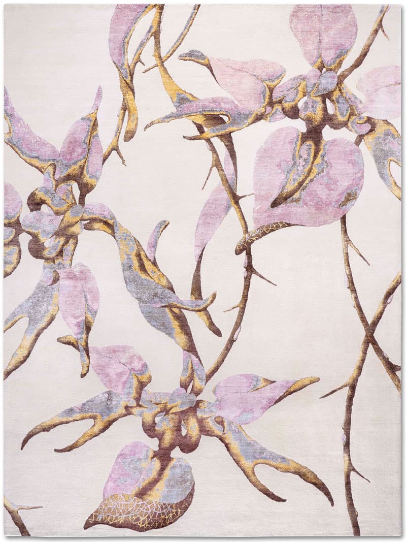 Tapis noué main de luxe Orchidée