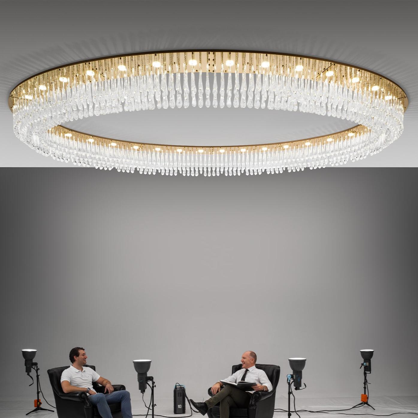 Lustre Ovale avec Gouttes en Verre de Murano
