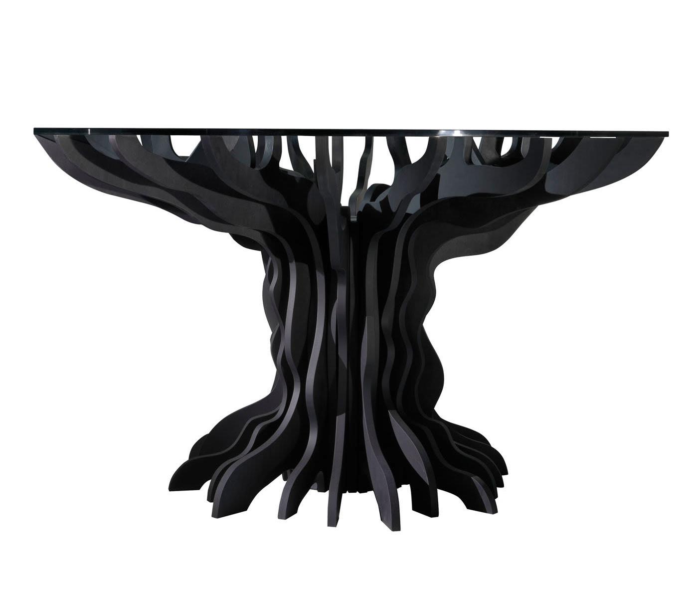 Table de Salle à Manger en Bois Noir et Verre