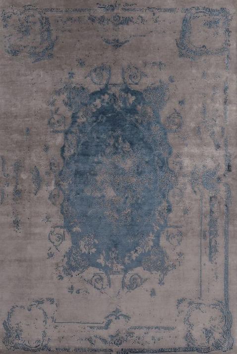 Tapis Bleu en Soie de Bambou