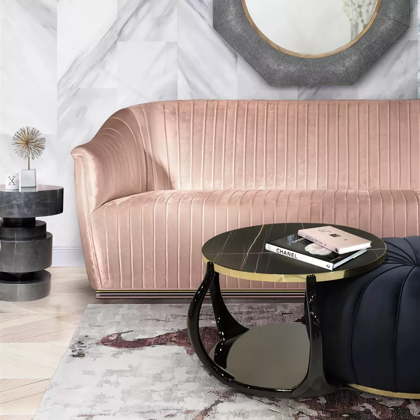 Table Basse Embrace Marbre Sahara Noir