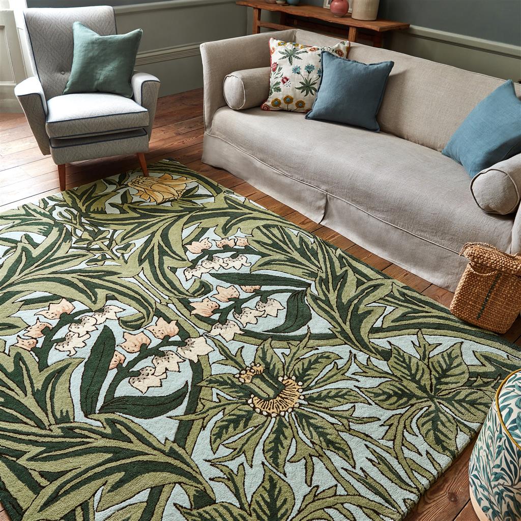 Tapis en laine et viscose Bluebell Leafy Arb Green 127607 | Taille: 250 x 350 cm