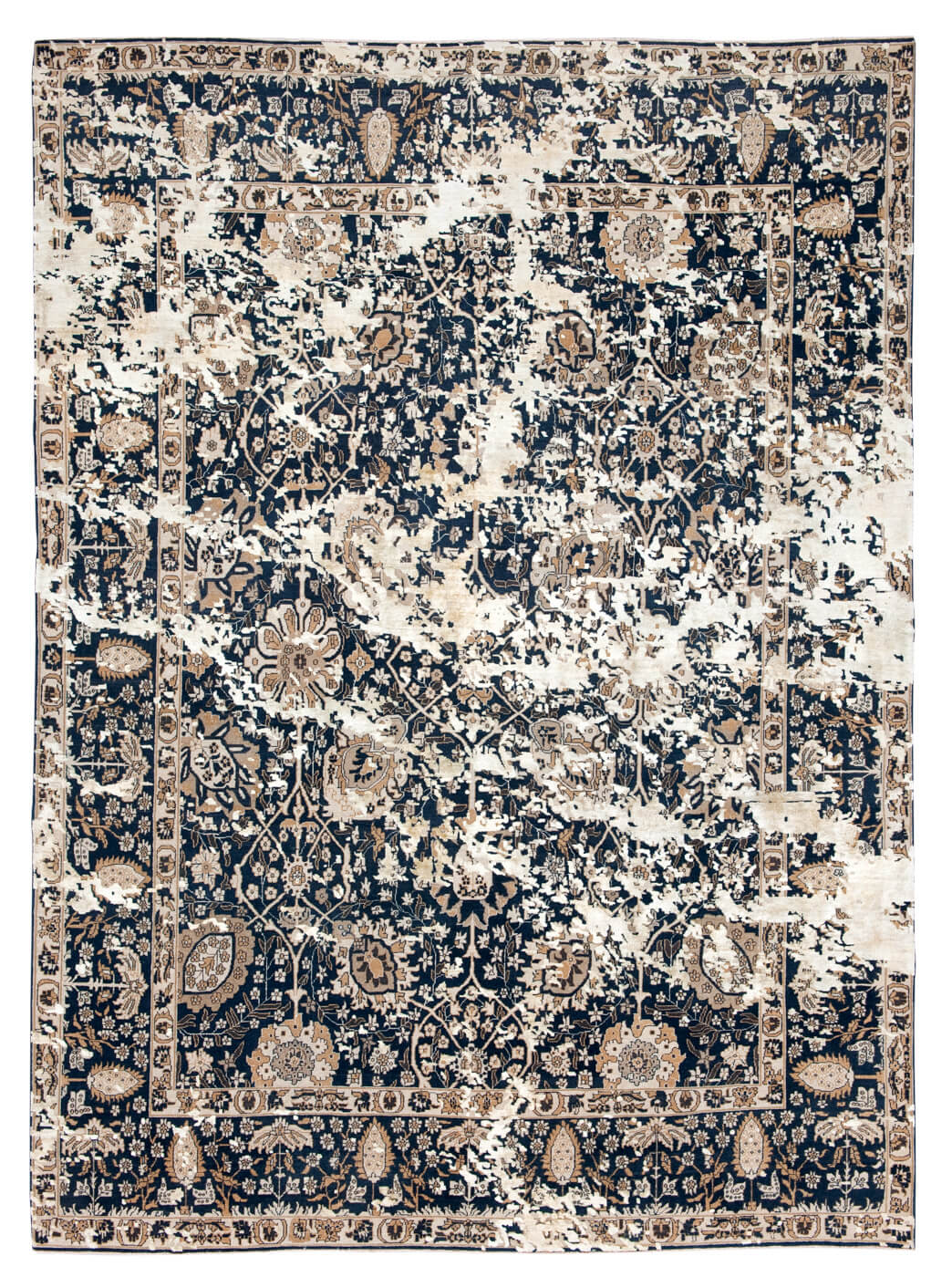Tapis Tabriz Riverside Ciel Noir Beige Soie