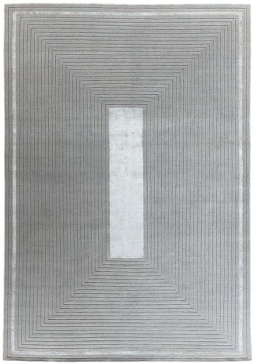 Tapis à Cadre Gris en Laine & Viscose