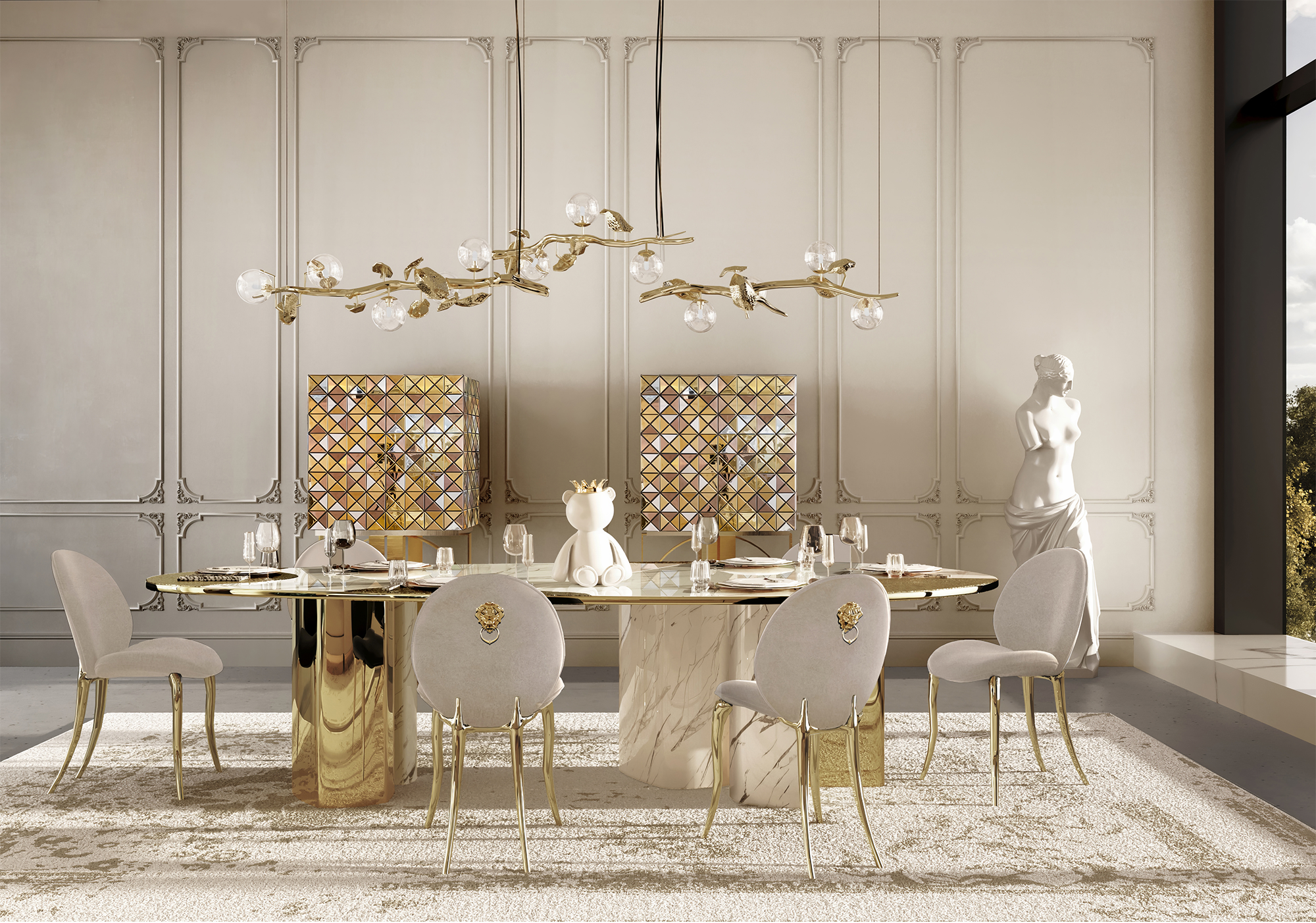 Table Athena Carrara & Or