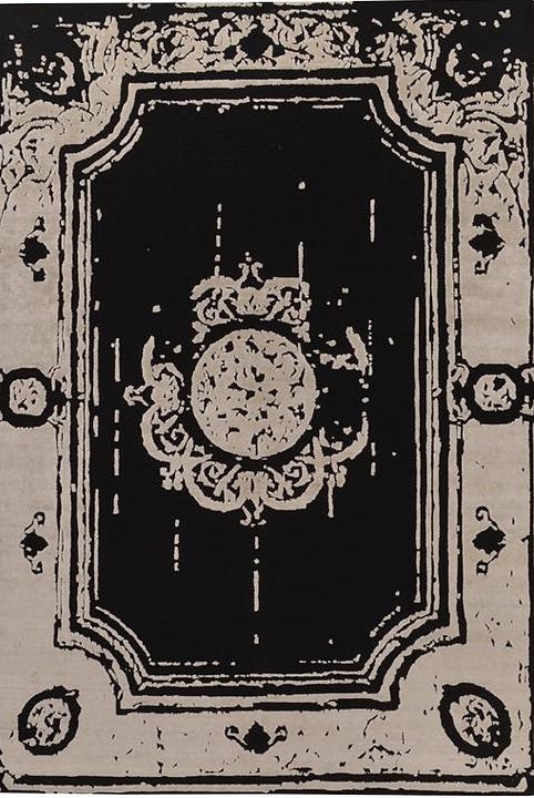Tapis Indien Noir & Blanc en Soie de Bambou