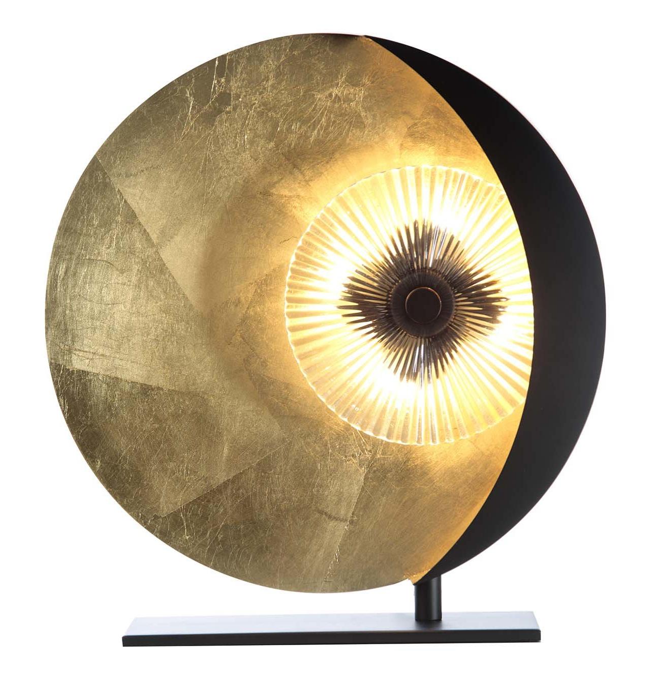 Lampe de Table Feuille Dorée en Cristal