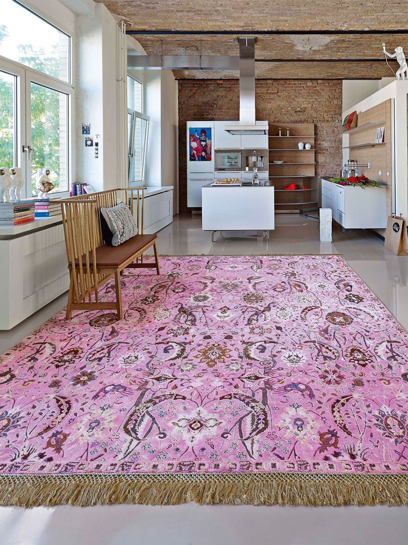 Tapis de luxe fait main Kerman Rose | Taille: 305 x 427 cm